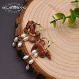 Sandstone Drop Earrings 925 Silver Pearl Jewelry GE0991D