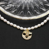 Shining Bee Pendant Pearl Necklace Minimalism Women Jewelry GN0423
