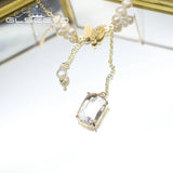 Shining Butterfly Pearl Long Chain Double Pendant Necklace Women