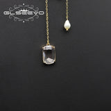 Shining Butterfly Pearl Long Chain Double Pendant Necklace Women
