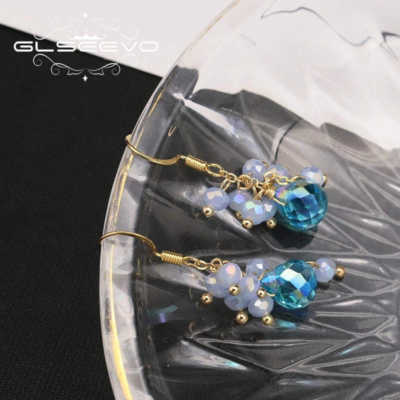 Colorful Crystal Drop Dangle Earrings Retro Jewelry GE1270