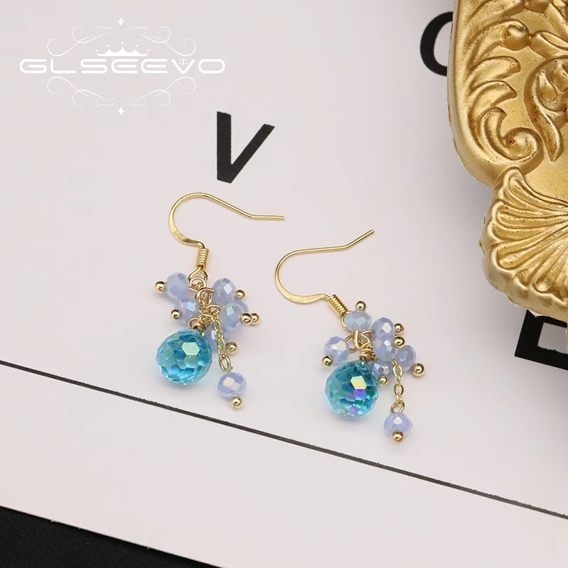 Colorful Crystal Drop Dangle Earrings Retro Jewelry GE1270