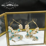 Zircon Natural Pearls Pendant Earrings Fine Jewelry Wedding