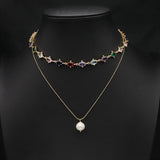 Colorful Zircon Freshwater Pearls Pendant Necklace