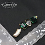Emerald Crystal Baroque Pearls Drop Earrings