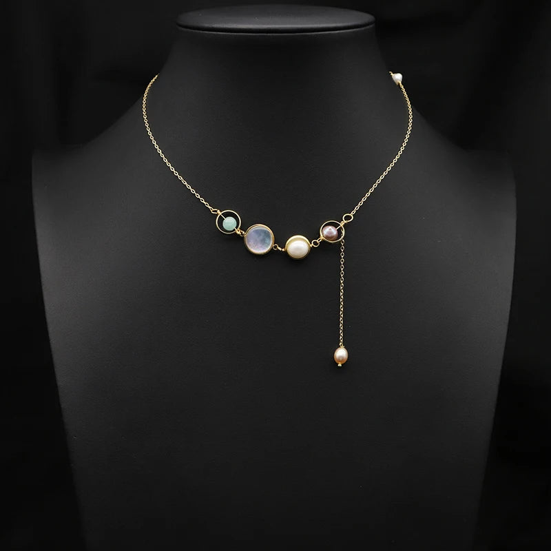 Lace Tassel Natural Pearls Necklace Fine Jewelry Anniversary