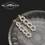 Natural Freshwater Pearls Zircon Pendant Earrings for Women