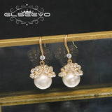 Zircon Flower Pearl Ear Hooks Elegant Earrings