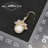 Zircon Flower Pearl Ear Hooks Elegant Earrings