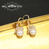 Zircon Flower Pearl Ear Hooks Elegant Earrings