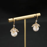 Zircon Flower Pearl Ear Hooks Elegant Earrings