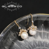 Zircon Flower Pearl Ear Hooks Elegant Earrings