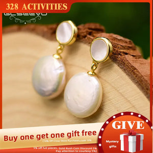 Silver 925 Natural Baroque Fresh Water Pearls Dangle Earrings