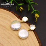 Silver 925 Natural Baroque Fresh Water Pearls Dangle Earrings