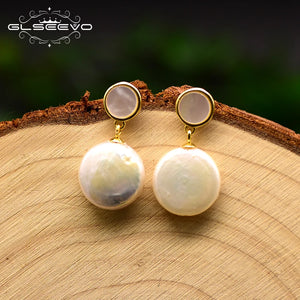Silver 925 Natural Baroque Fresh Water Pearls Dangle Earrings