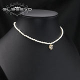 Sparkling Love Zircon Natural Freshwater Pearls Necklace