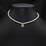 Sparkling Love Zircon Natural Freshwater Pearls Necklace