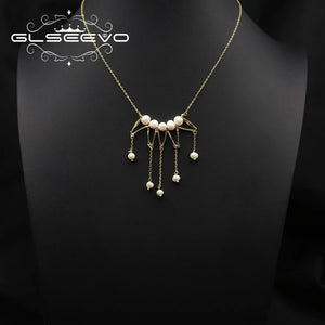 Natural Freshwater Pearl Tassel Pendant Necklace for Women