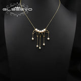 Natural Freshwater Pearl Tassel Pendant Necklace for Women