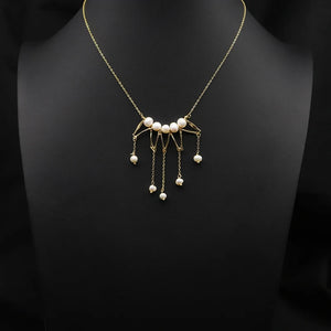 Natural Freshwater Pearl Tassel Pendant Necklace for Women