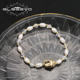 Crystal Freshwater Pearls Stretch Bracelet Romantic Charm Jewelry