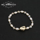 Crystal Freshwater Pearls Stretch Bracelet Romantic Charm Jewelry