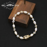 Crystal Freshwater Pearls Stretch Bracelet Romantic Charm Jewelry
