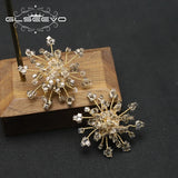 Gray Snowflake Crystal Chain Stud Earrings Elegant Women Jewelry GE1190
