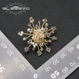 Gray Snowflake Crystal Chain Stud Earrings Elegant Women Jewelry GE1190