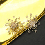 Gray Snowflake Crystal Chain Stud Earrings Elegant Women Jewelry GE1190