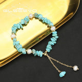 Turquoise Freshwater Pearls Pendant Bracelet Art Jewelry