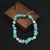 Turquoise Freshwater Pearls Pendant Bracelet Art Jewelry