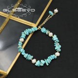 Turquoise Freshwater Pearls Pendant Bracelet Art Jewelry