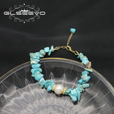 Turquoise Natural Pearls Chain Bracelet Fine Jewelry For Woman