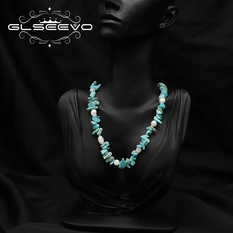 Turquoise Natural Pearls Necklace High Jewelry Fine Jewelry