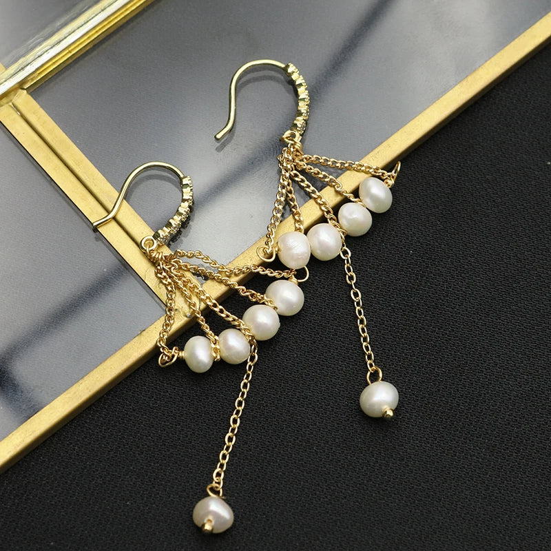 Freshwater Pearls Drop Earrings Women's Jewelry Anniversary Gift