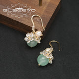 Elegant Zircon Flower Earrings with Pearls
