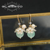 Elegant Zircon Flower Earrings with Pearls