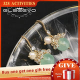Elegant Zircon Flower Earrings with Pearls