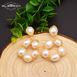 Baroque Pearl Earrings Pendant Golden Jewelry GE0647