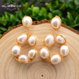 Baroque Pearl Earrings Pendant Golden Jewelry GE0647