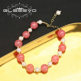 Watermelon Red Natural Pearls Woman Adjustable Bracelet