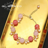 Watermelon Red Pink Natural Pearls Women's Bracelets Romantic Charm Fine Jewelry