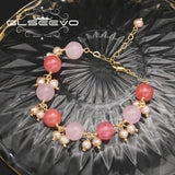 Watermelon Red Pink Natural Pearls Women's Bracelets Romantic Charm Fine Jewelry
