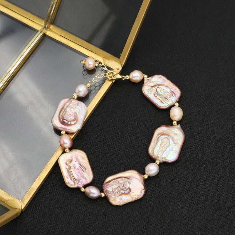 Watermelon Red Pink Natural Pearls Women's Bracelets Romantic Charm