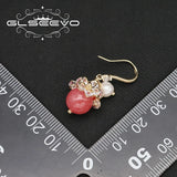 Watermelon Red Zircon Pearls Ear Hooks Women Earrings