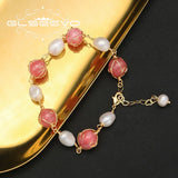 Watermelon Red Baroque Pearl Bracelet, Adjustable