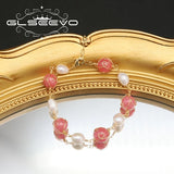 Watermelon Red Baroque Pearl Bracelet, Adjustable