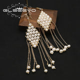 Lozenge Natural Pearls Tassel Earrings Drop Earrings