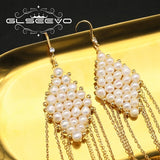 Lozenge Natural Pearls Tassel Earrings Drop Earrings